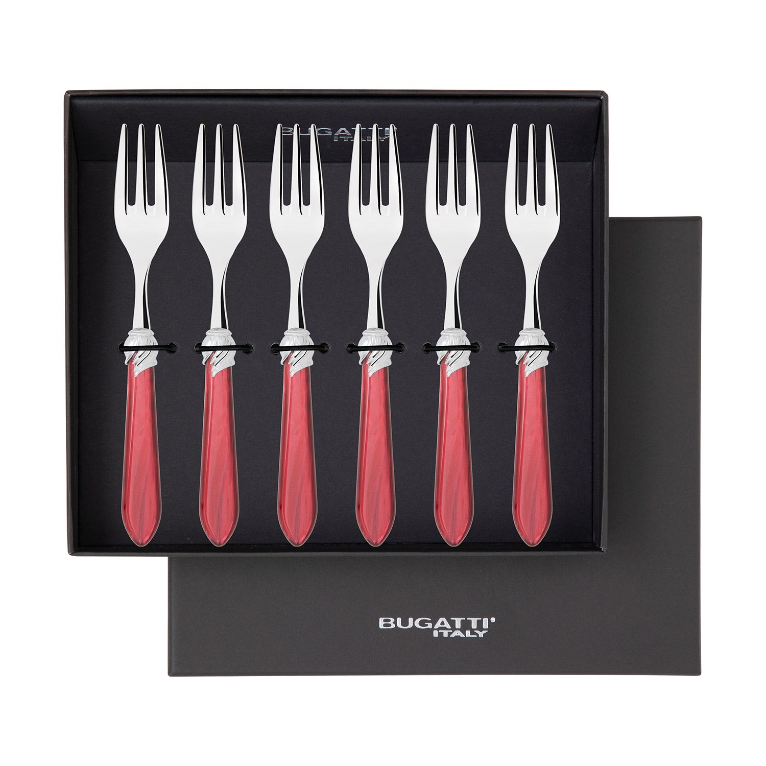 Falabella Brilliant Cocktail / Cake Fork Set in gift box - burgundy