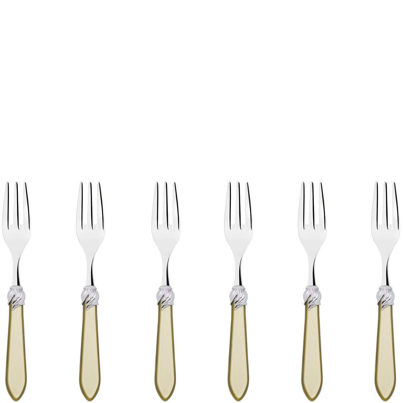 Falabella Brilliant Cocktail / Cake Fork Set in gift box - chartreuse green