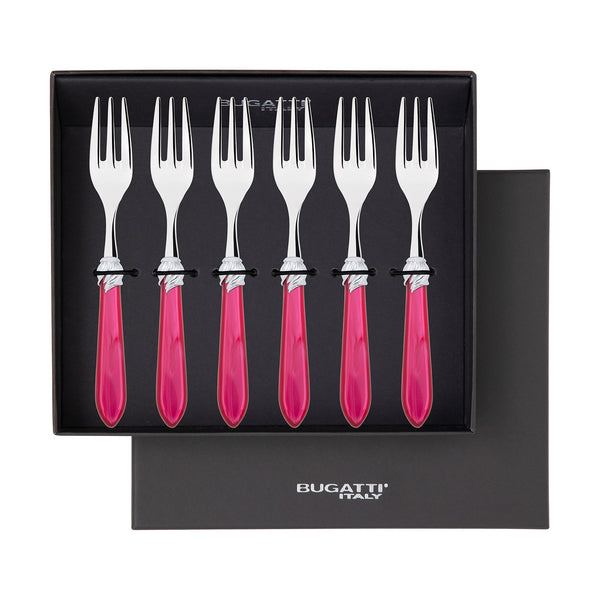 Falabella Brilliant Cocktail / Cake Fork Set in gift box - Raspberry