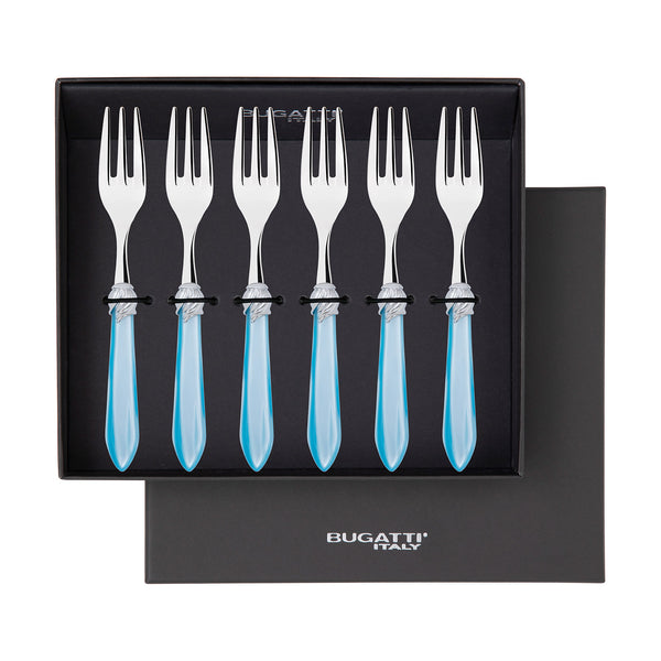 Falabella Brilliant Cocktail / Cake Fork Set in gift box - Sky Blue
