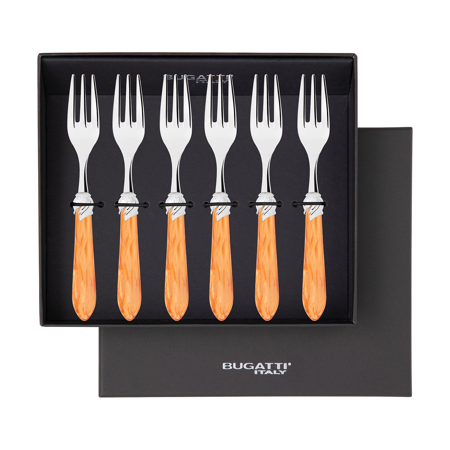 Falabella Brilliant Cocktail / Cake Fork Set in gift box - tangerine