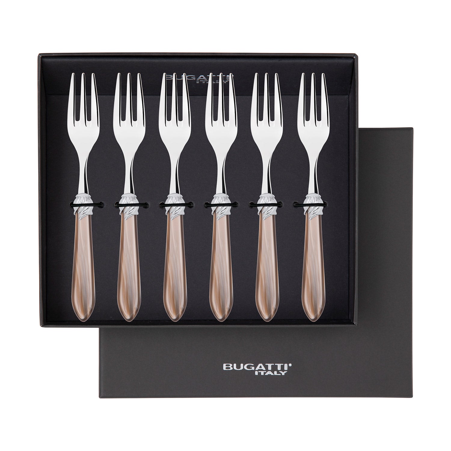 Falabella Brilliant Cocktail / Cake Fork Set in gift box - taupe