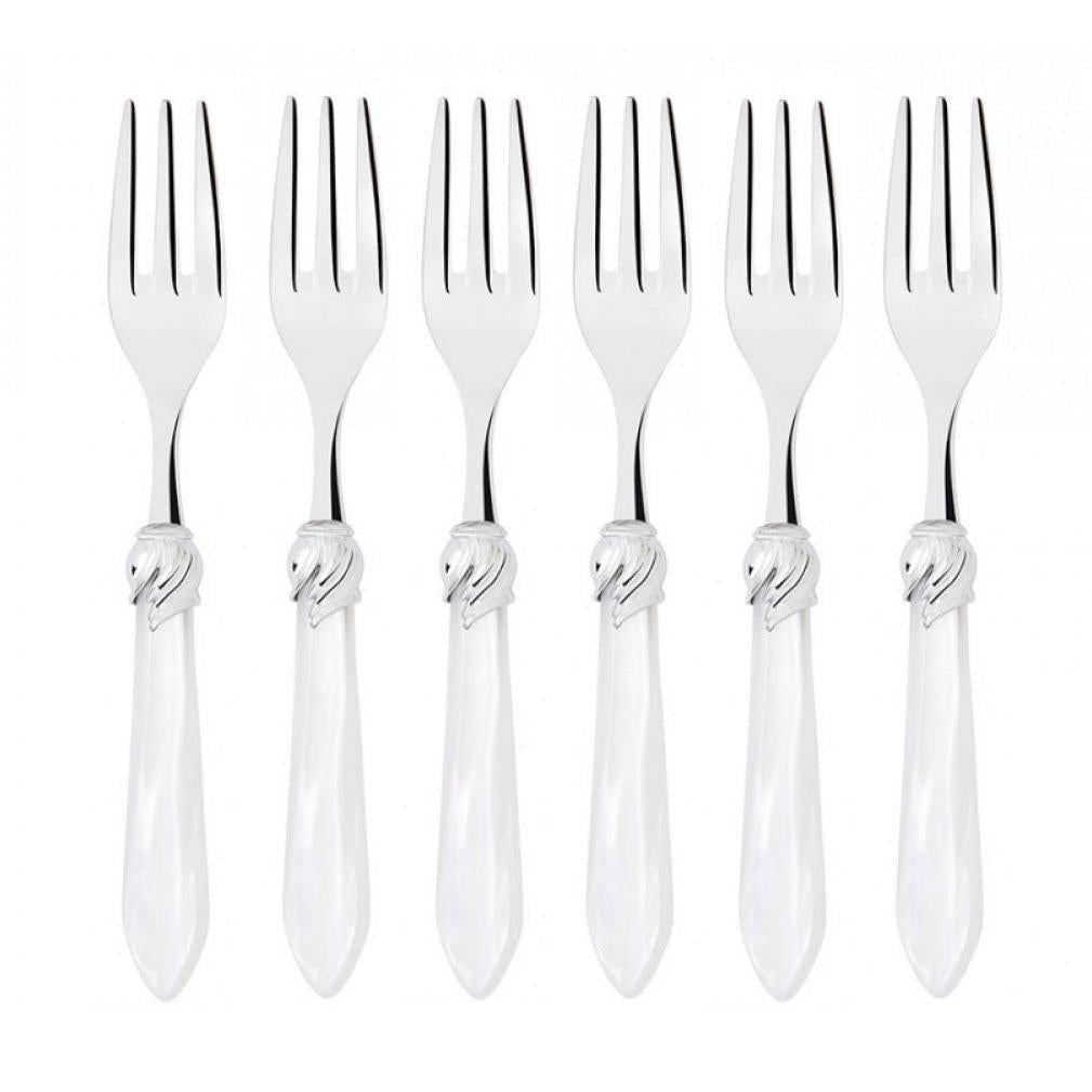 Falabella Brilliant Cocktail / Cake Fork Set in gift box - white