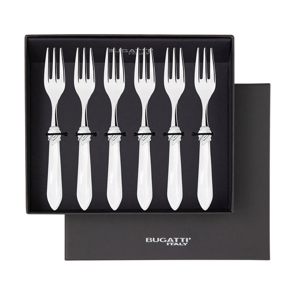 Falabella Brilliant Cocktail / Cake Fork Set in gift box - White