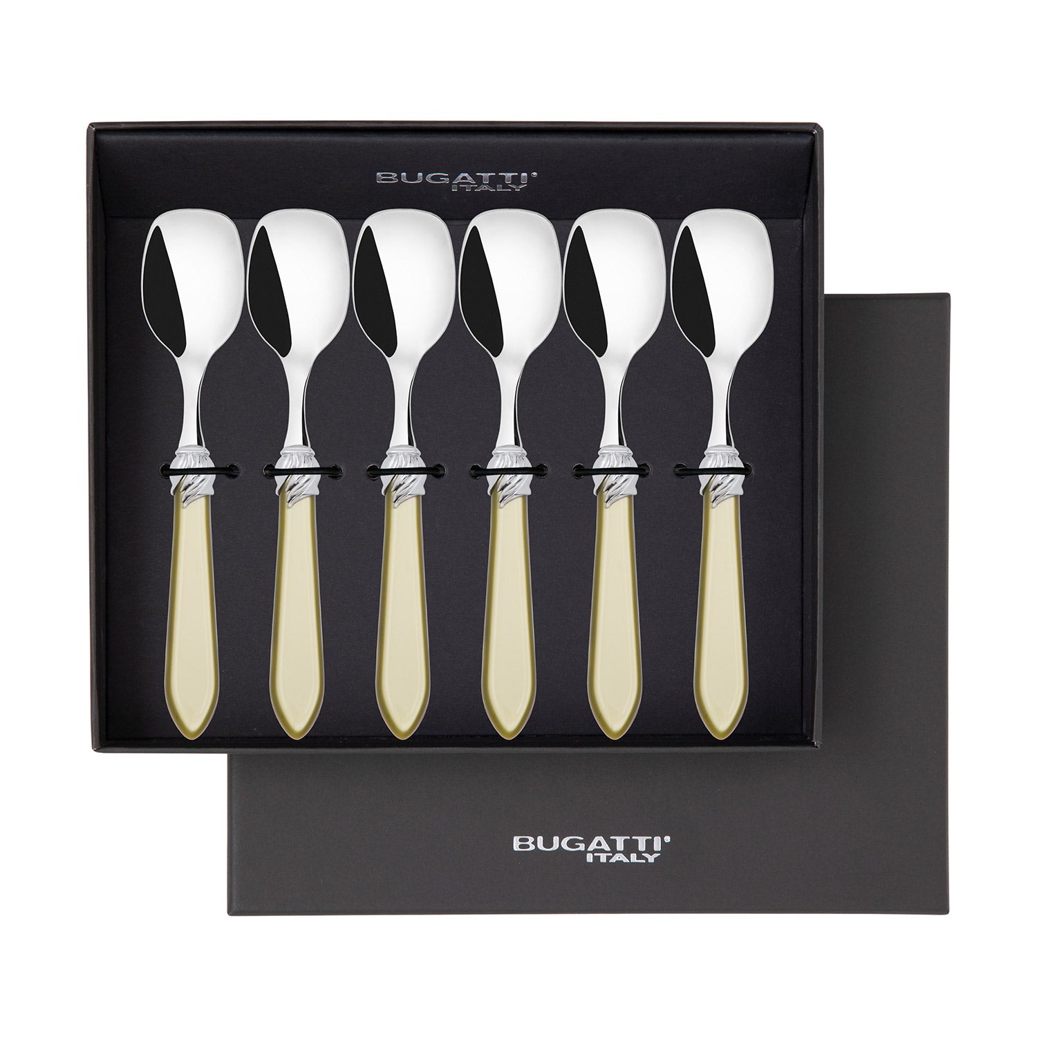 Falabella Brilliant Ice Cream Spoons Set in gift box - chartreuse green