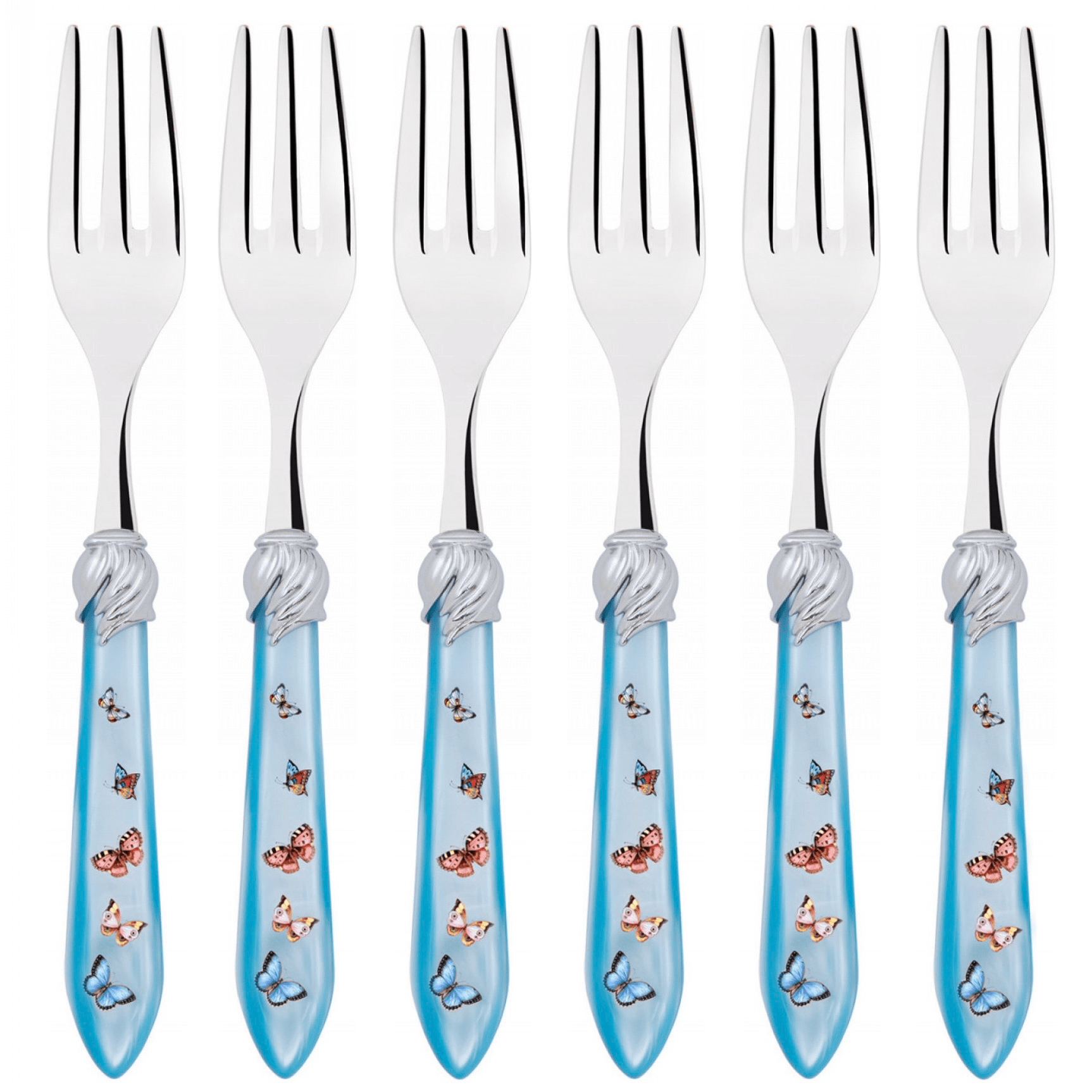 Falabella Butterflies Cocktail Forks Set sky blue-Casa Bugatti USA