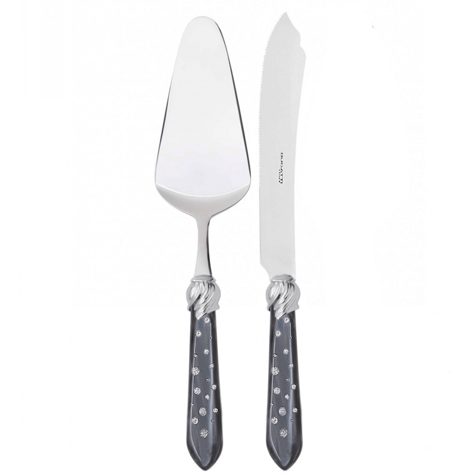 Falabella Galleria 2 Piece Cake Serving Set charcoal Hand Made-Casa Bugatti USA