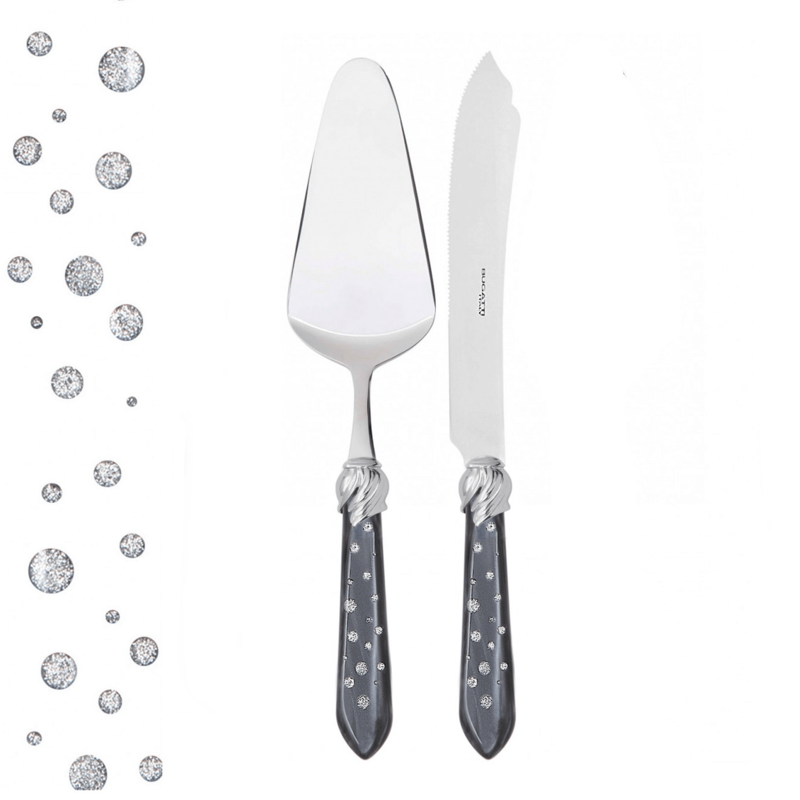 Falabella Galleria 2 Piece Cake Serving Set charcoal Hand Made-Casa Bugatti USA