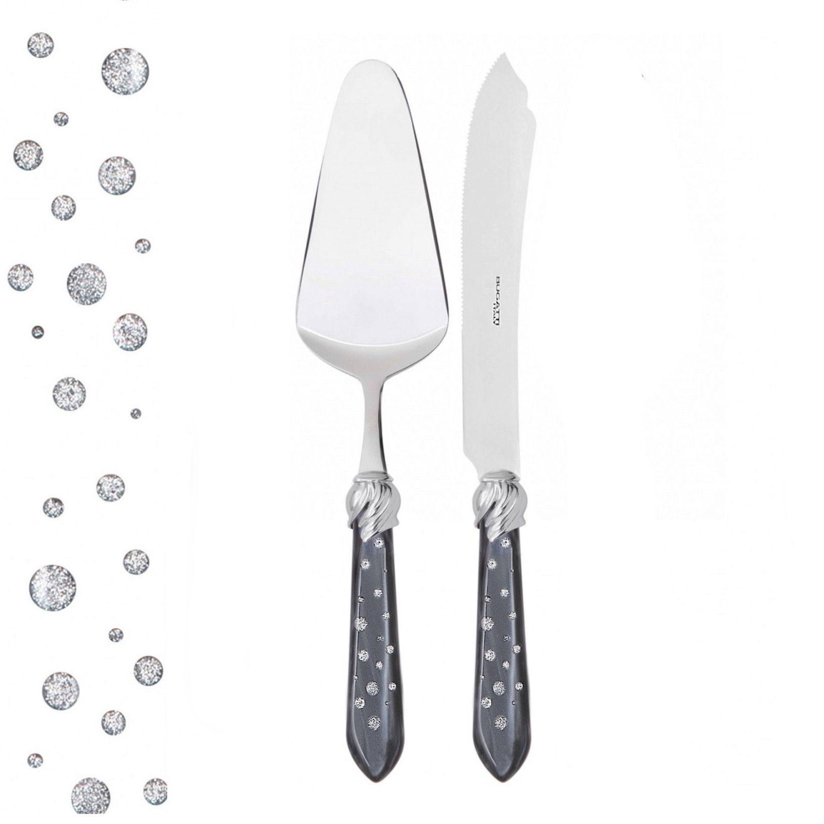 Falabella Galleria 2 Piece Cake Serving Set charcoal Hand Made-Casa Bugatti USA