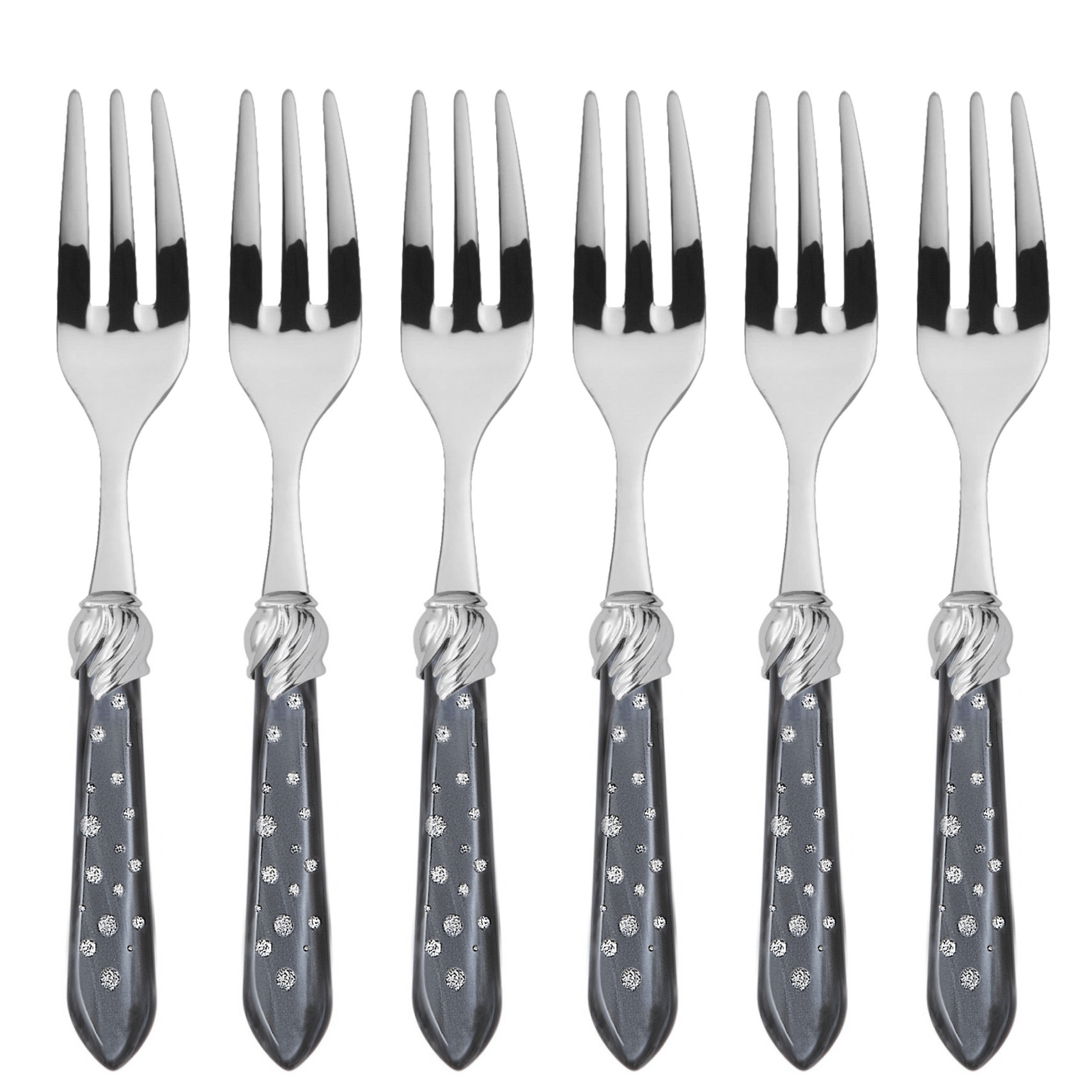 Falabella Galleria Cocktail Forks Set charcoal Hand Made-Casa Bugatti USA