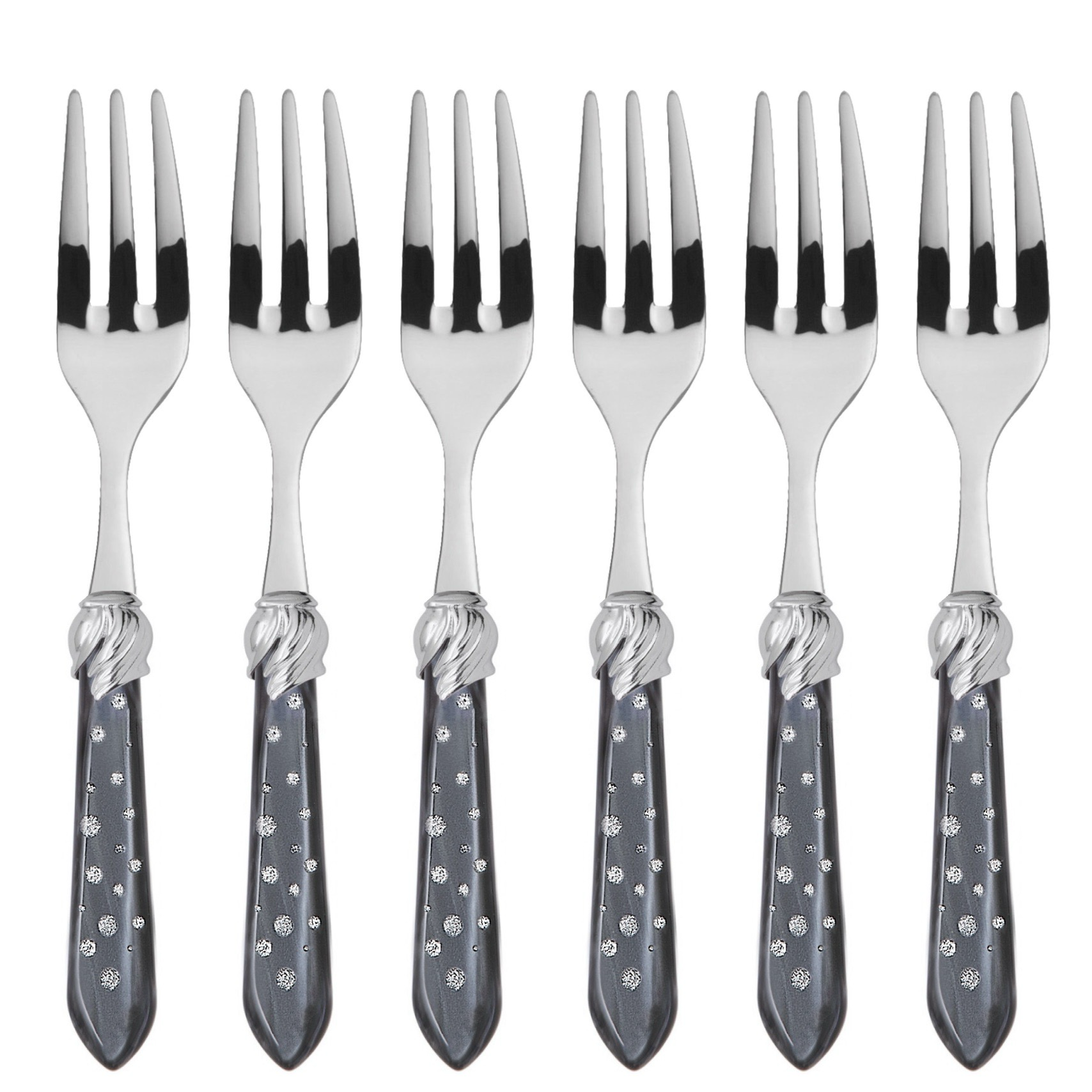 Falabella Galleria Cocktail Forks Set charcoal Hand Made-Casa Bugatti USA