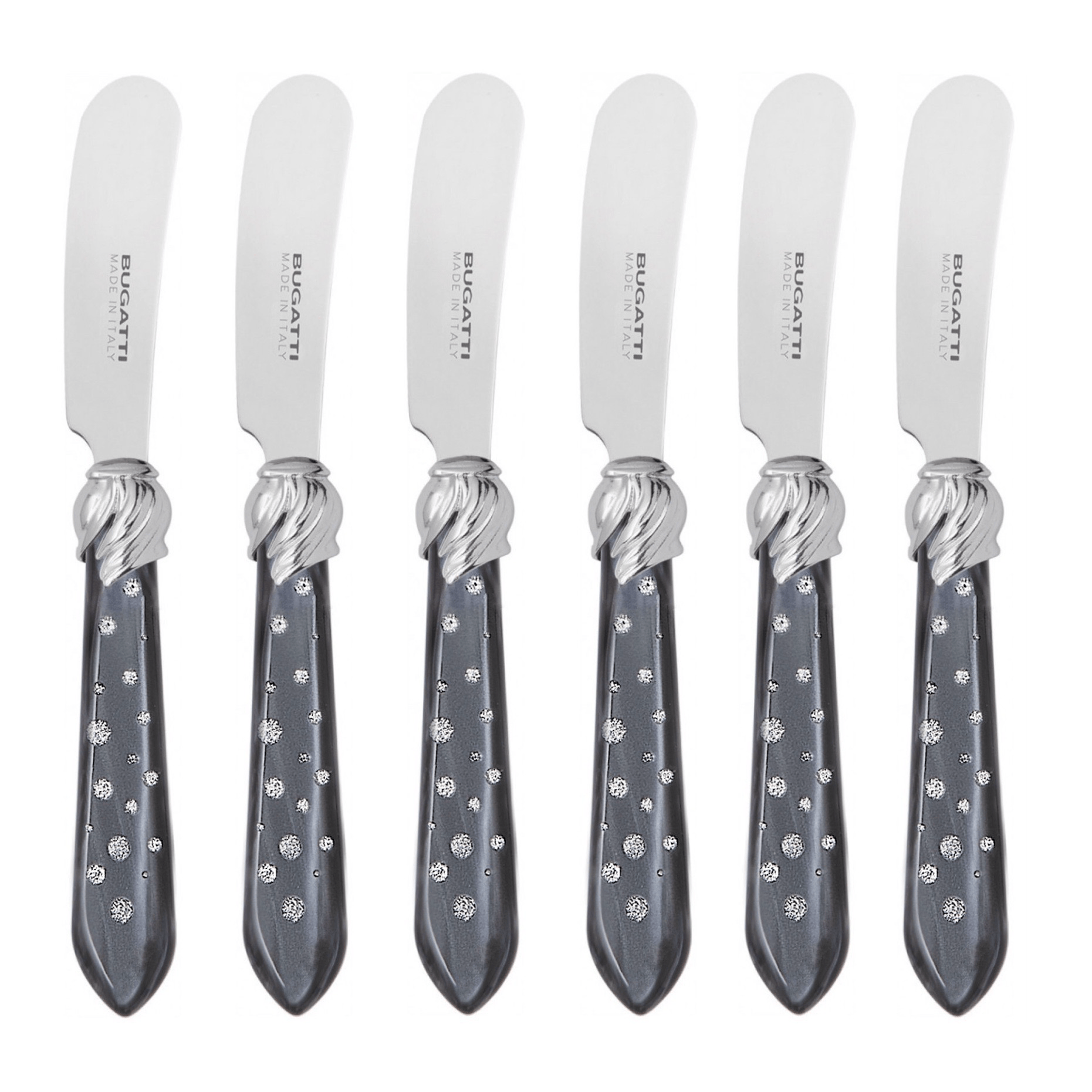 Falabella Galleria Butter Knives Set charcoal Hand Made-Casa Bugatti USA