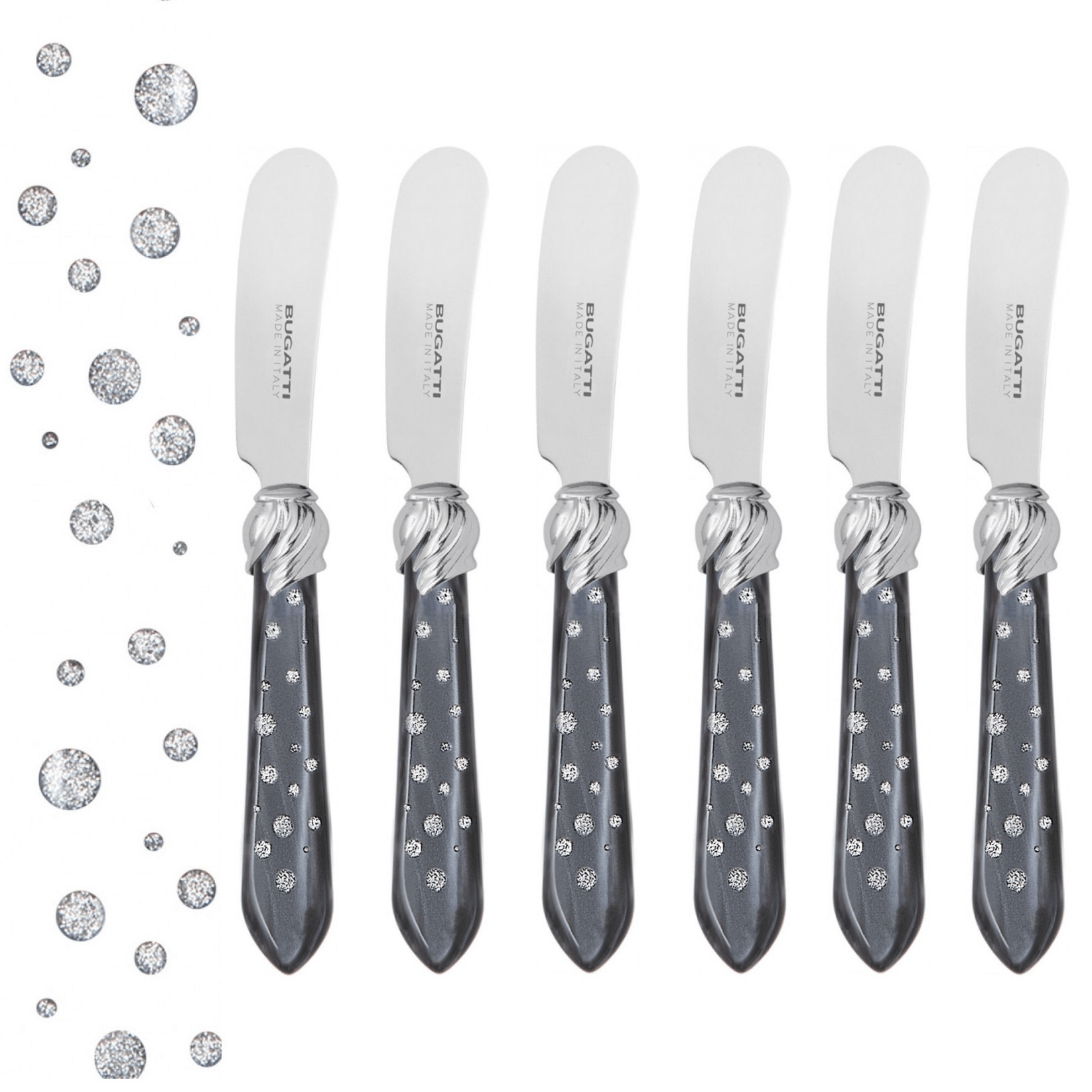 Falabella Galleria Butter Knives Set charcoal Hand Made-Casa Bugatti USA