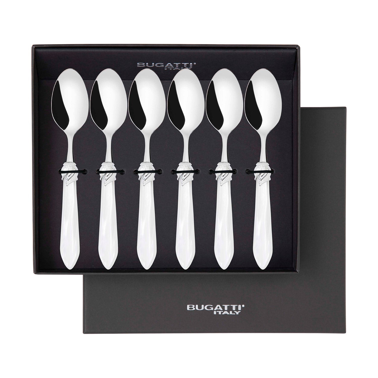 Falabella Brilliant 6 Piece Coffee Spoon Set in gift box - White-Casa Bugatti USA