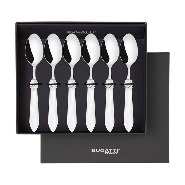Falabella Brilliant 6 Piece Coffee Spoon Set in gift box - White-Casa Bugatti USA