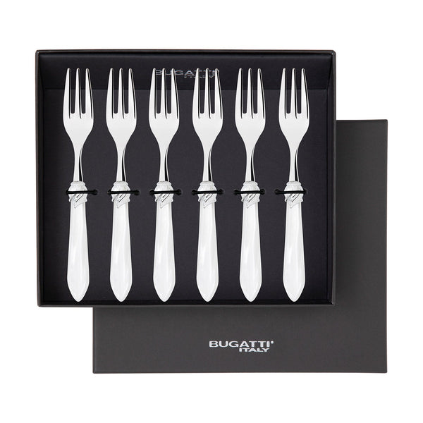 Falabella Brilliant Cocktail / Cake Fork Set in gift box - white