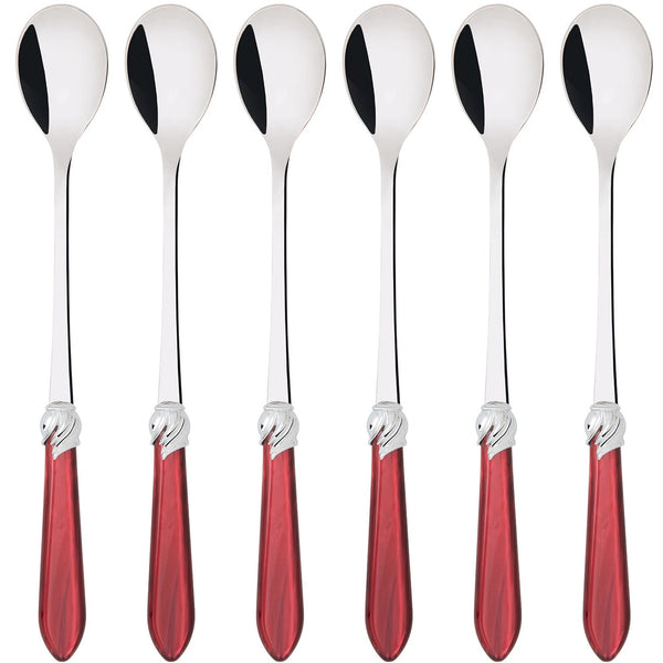 Falabella Brilliant Ice Tea / Cocktail Spoon Set, Burgundy — Casa Bugatti