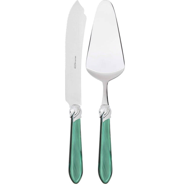 Falabella Brilliant 2 Piece Cake Serving set, Emerald Green — Casa Bugatti