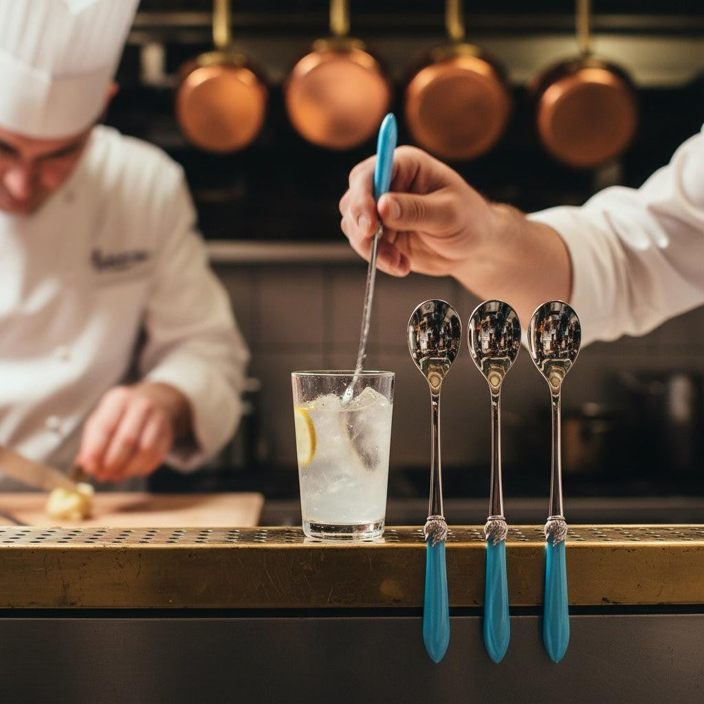 Falabella Brilliant Ice Tea / Cocktail Spoon Set - Sky Blue
