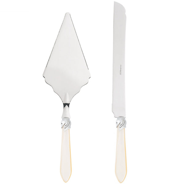 Falabella Brilliant 2 Piece Large Cake Serving Set serrated - Ivory-Casa Bugatti USA
