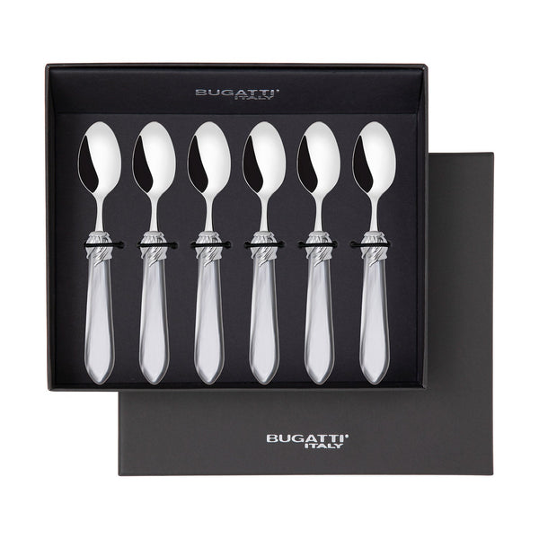 Falabella Brilliant 6 Piece Moka Spoon Set in gift box gray-Casa Bugatti USA