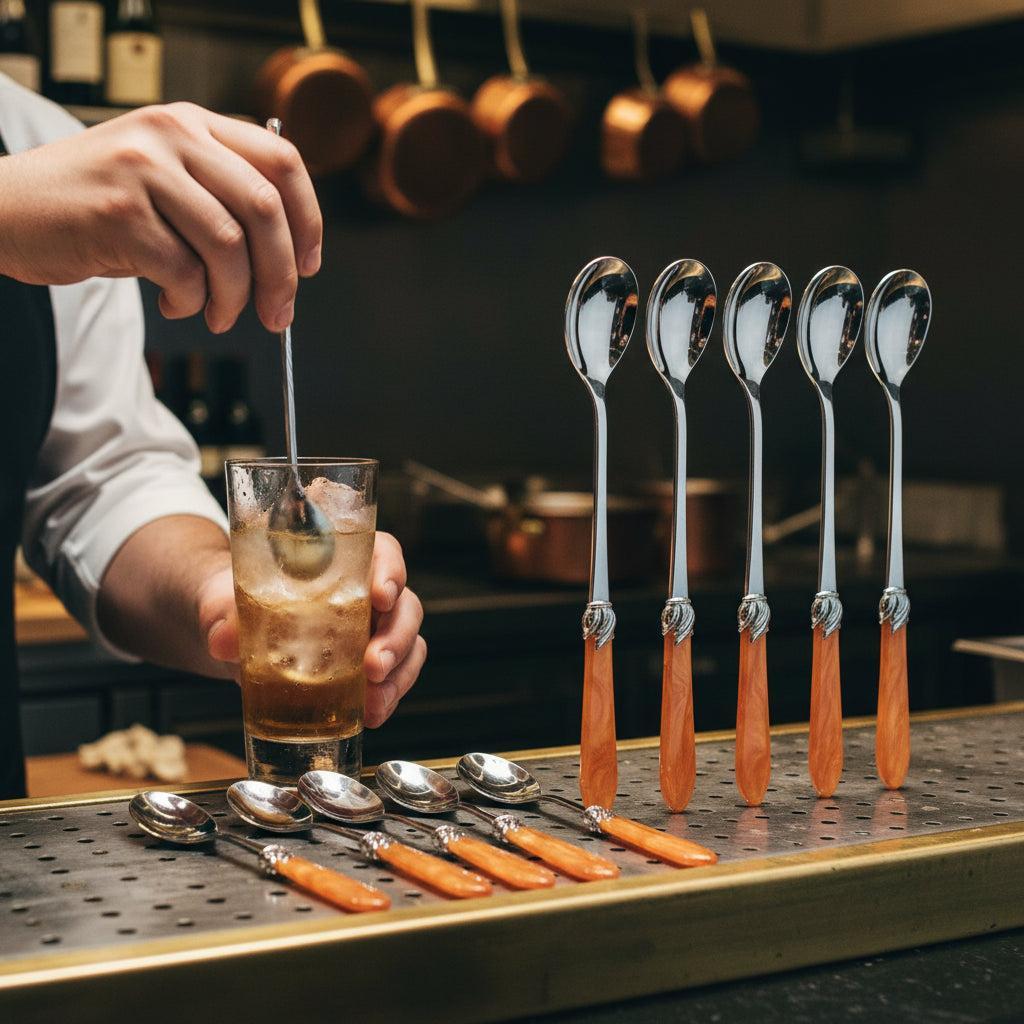 Falabella Brilliant Ice Tea / Cocktail Spoon Set - Tangerine-Casa Bugatti USA