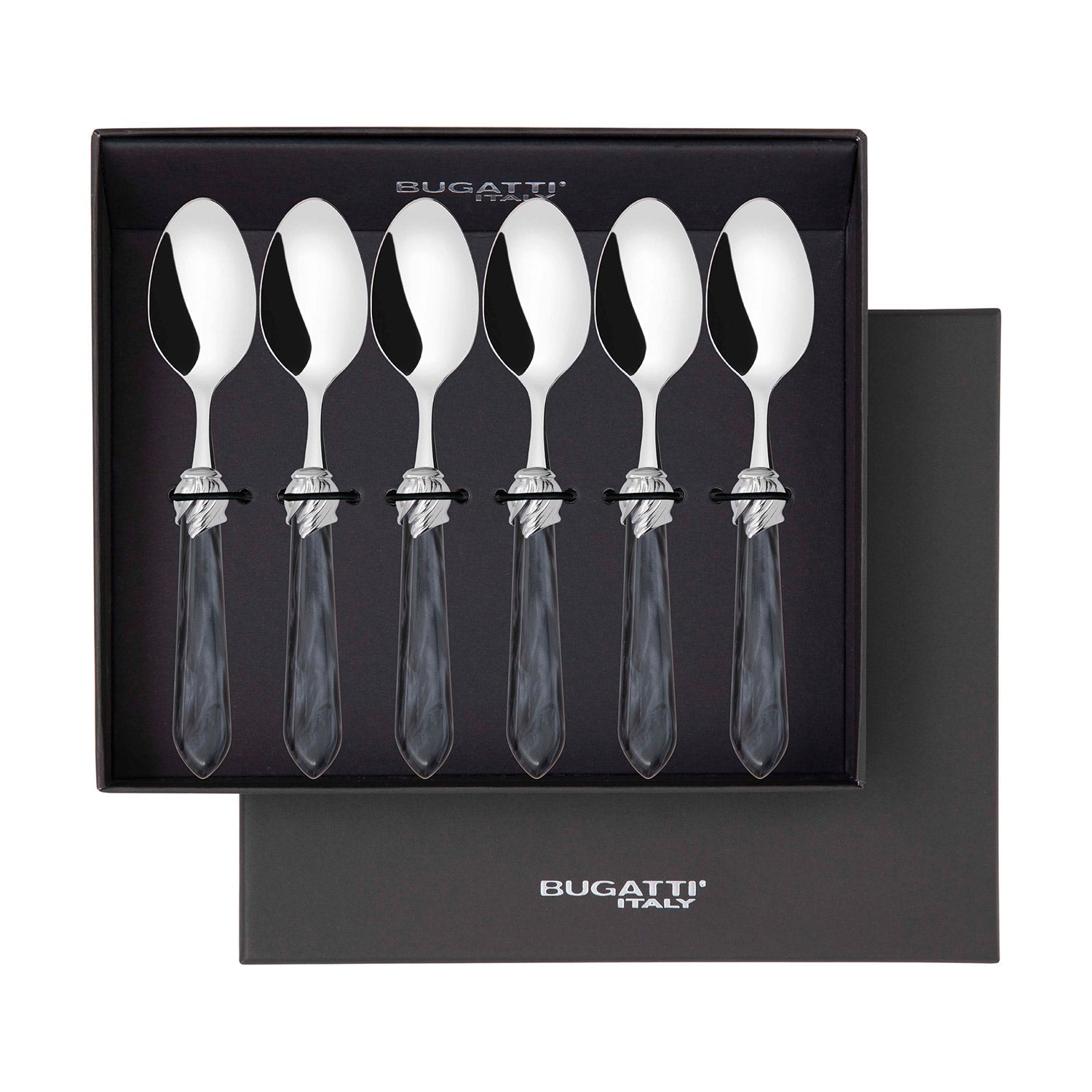 Falabella Brilliant 6 Piece Coffee Spoon Set in gift box - charcoal