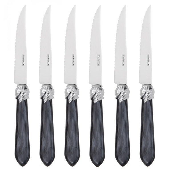 Falabella Brilliant 6 Piece Steak knife Set - Charcoal-Casa Bugatti USA