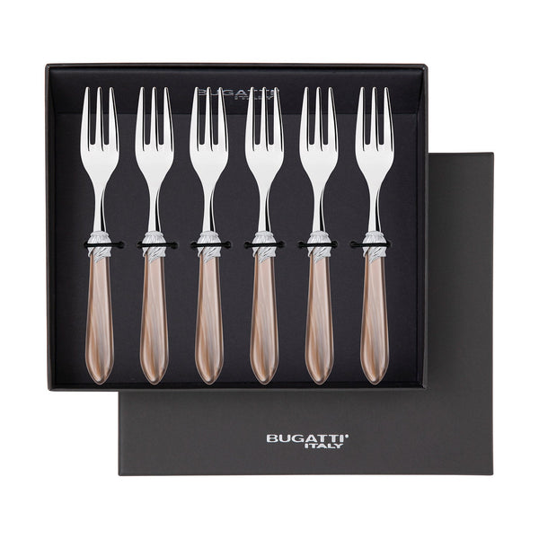 Falabella Brilliant Cocktail / Cake Fork Set in gift box - taupe