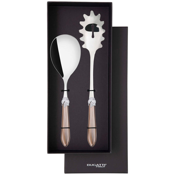 Falabella Brilliant 2 Piece Pasta Set in gift box - taupe