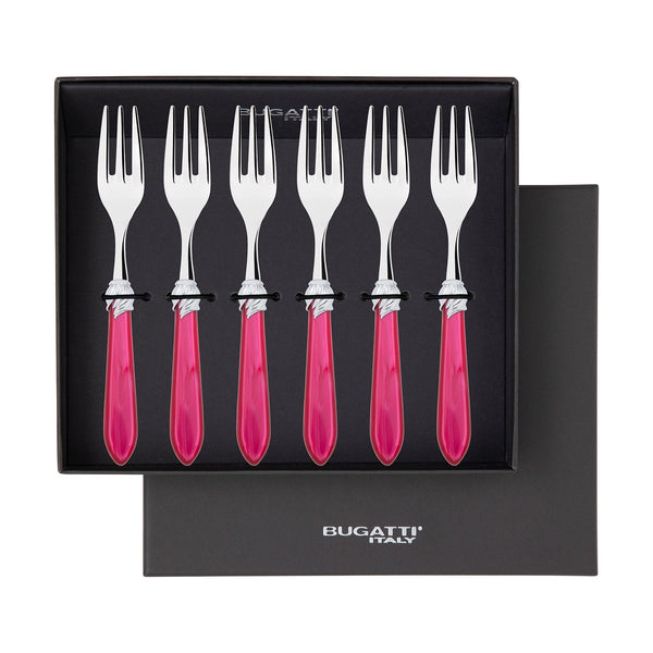 Falabella Brilliant Cocktail / Cake Fork Set in gift box - Raspberry-Casa Bugatti USA