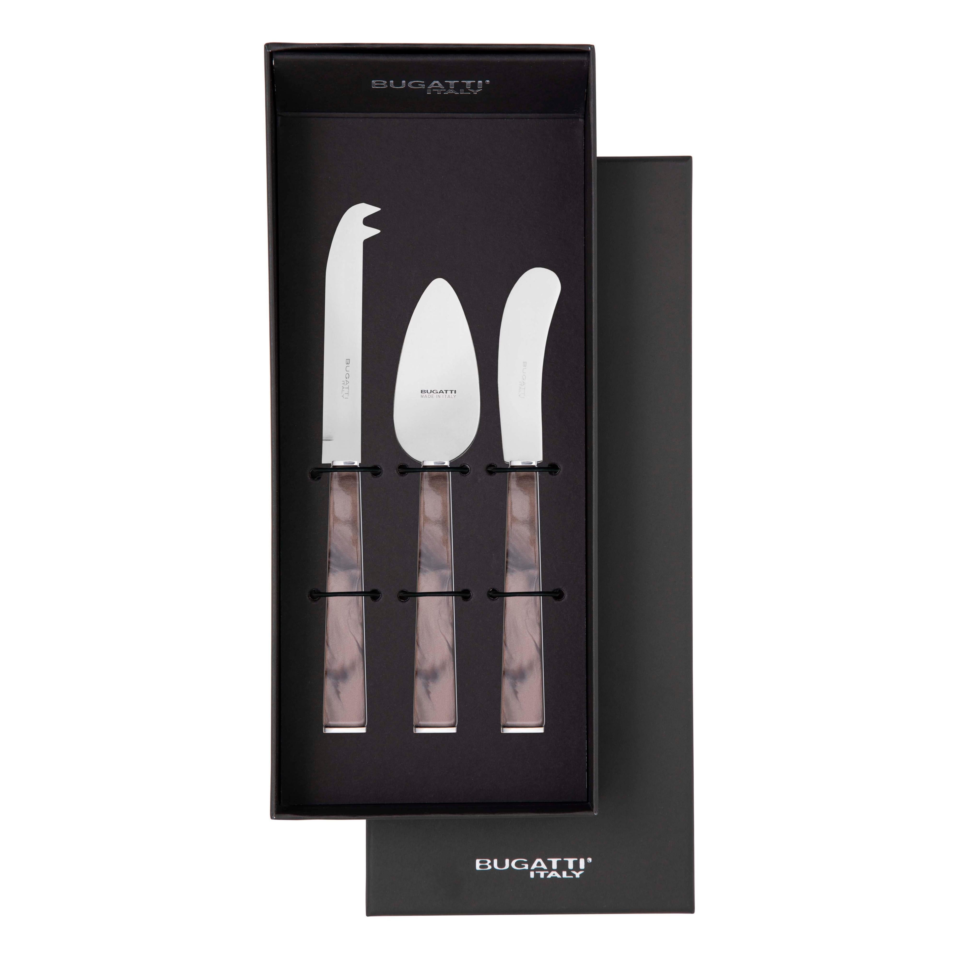 GEOM Cheese Knives Set in Gift Box - Chocolate-Casa Bugatti USA