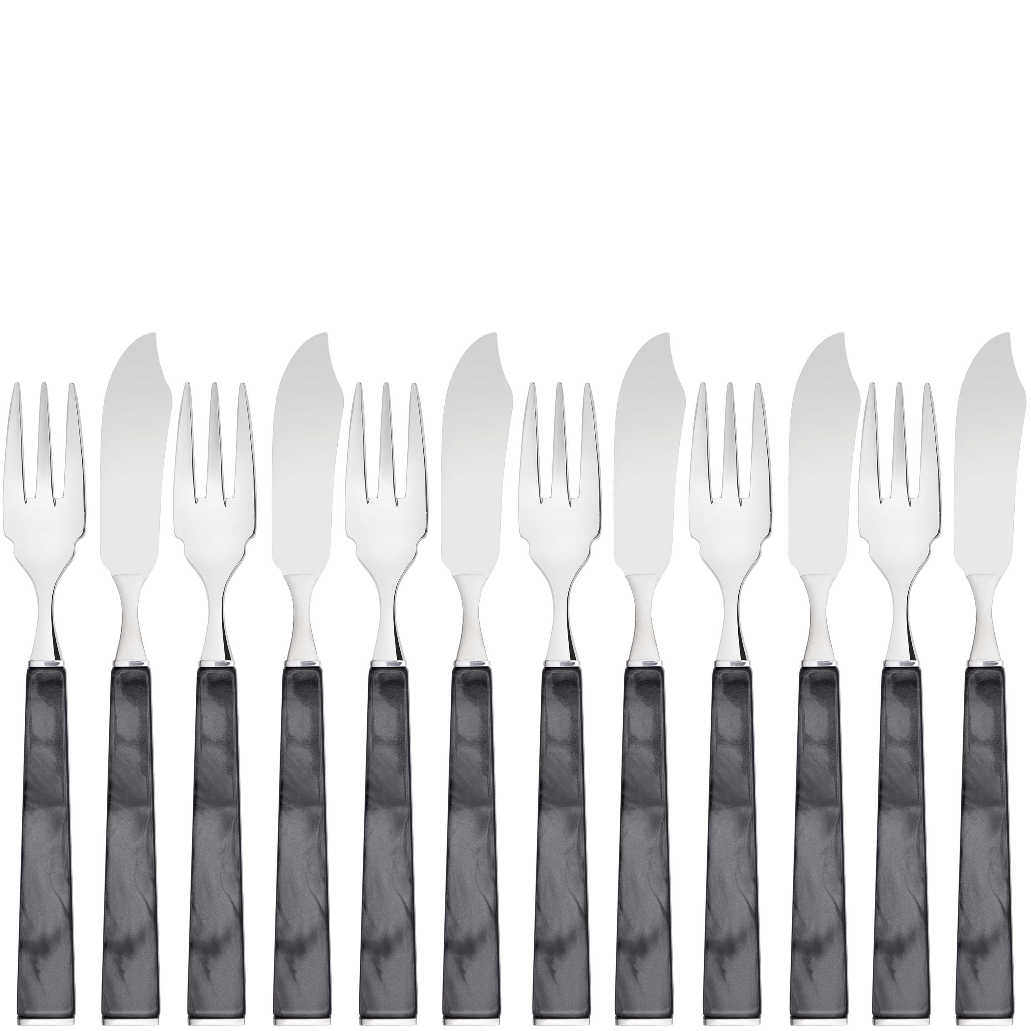 GEOM 12 Piece Fish Set in Gallery Box - Charcoal