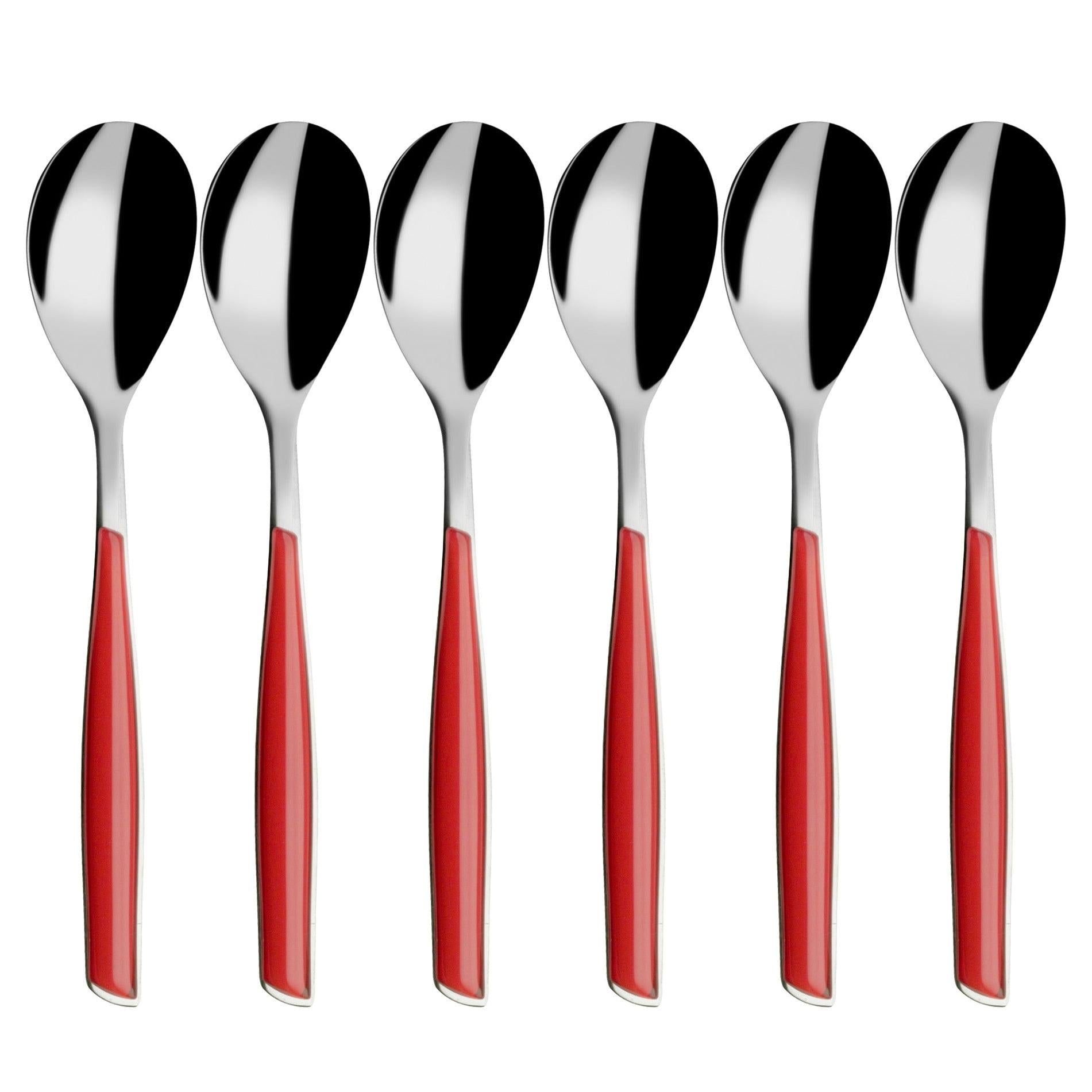 Glamour 6 Piece Coffee Spoon Set, Red | Casa Bugatti