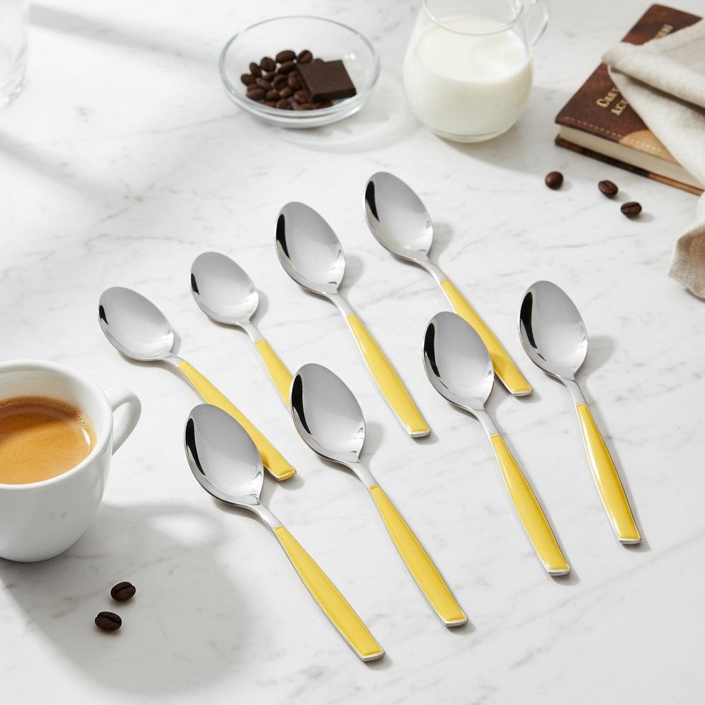 Glamour 6 Piece Coffee Spoon Set - Yellow-Casa Bugatti USA