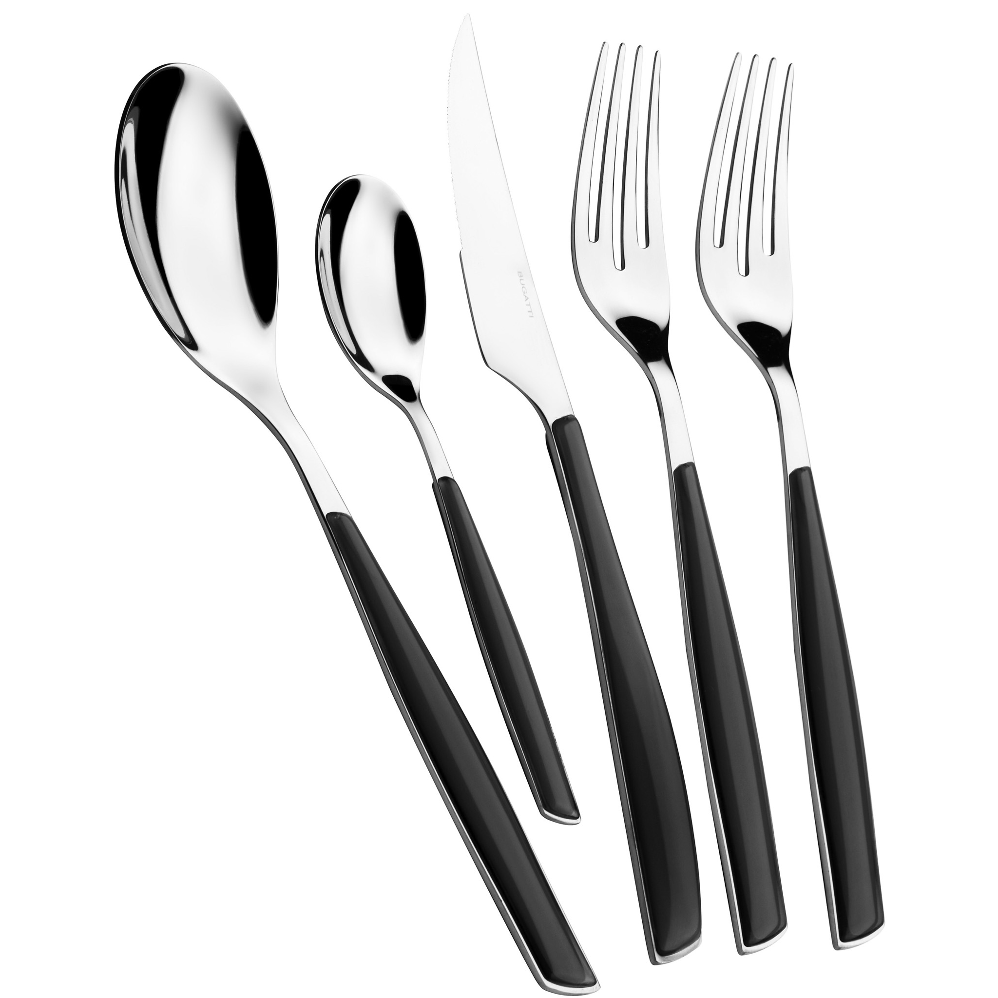 Glamour 5 Piece Place Setting - BLACK PIANO-Casa Bugatti USA