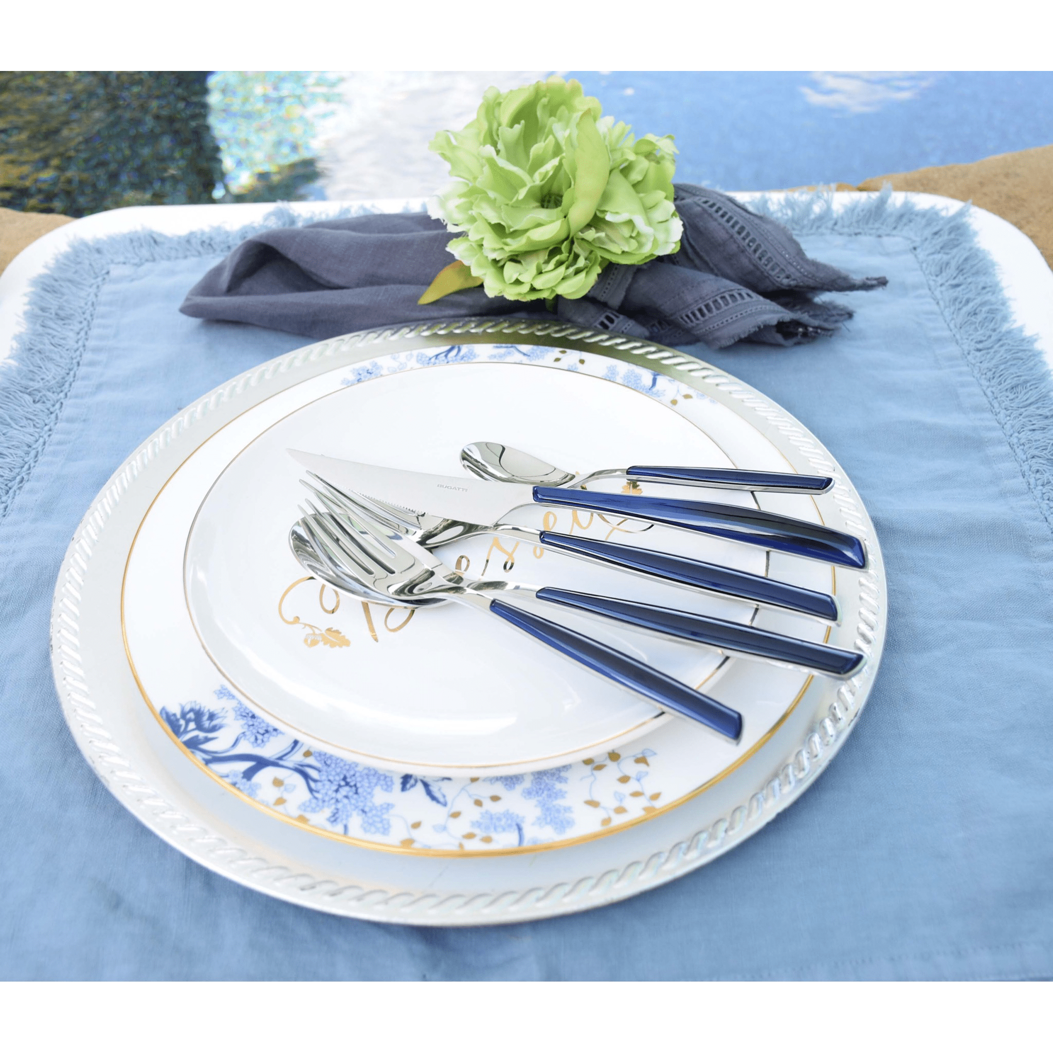 Glamour 5 Piece Place Setting - NAVY BLUE-Casa Bugatti USA