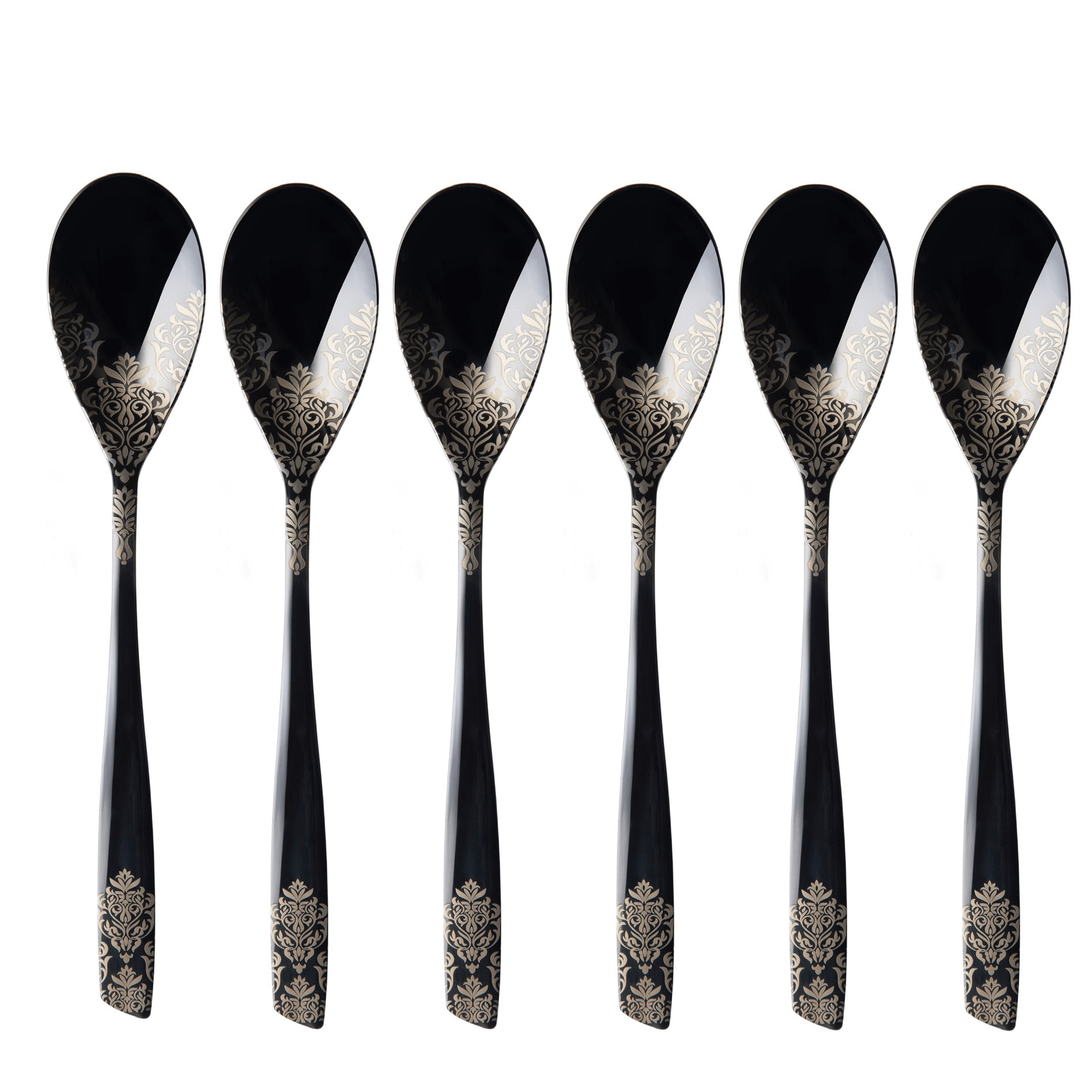Riviera Black Devorè Dessert Spoons Set-Casa Bugatti USA