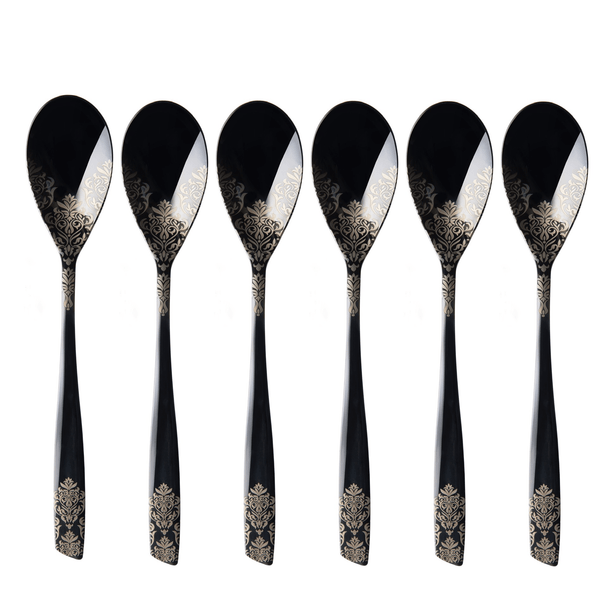 Riviera Black Devorè Dessert Spoons Set-Casa Bugatti USA