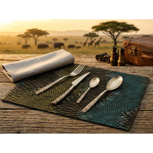 Riviera Animal Print Champagne Matte 5 Piece Place Setting — Casa Bugatti