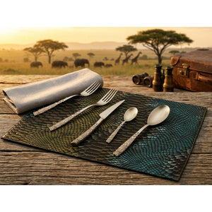 Riviera Animal Print Champagne Matte 5 Piece Place Setting — Casa Bugatti