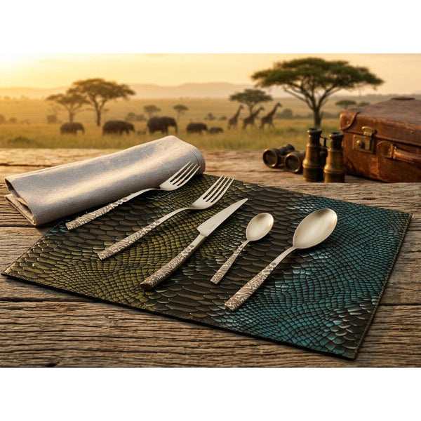 Riviera Animal Print Champagne Matte 5 Piece Place Setting — Casa Bugatti