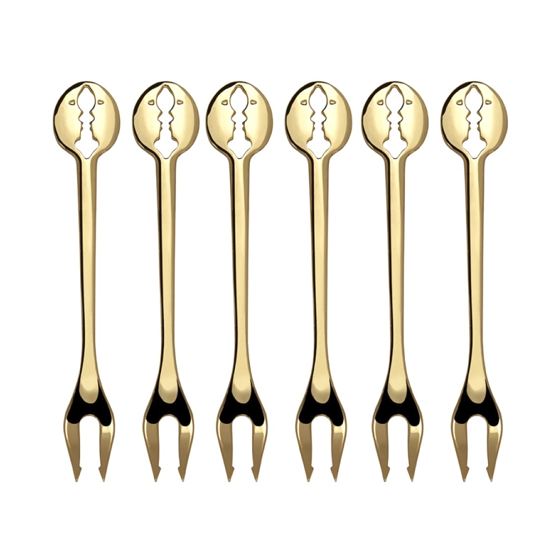 Kiss Gold Plated Cocktail Forks Set-Casa Bugatti USA
