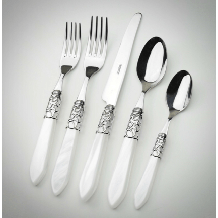 Melodia 5 piece place setting - WHITE Pearlescent-Casa Bugatti USA