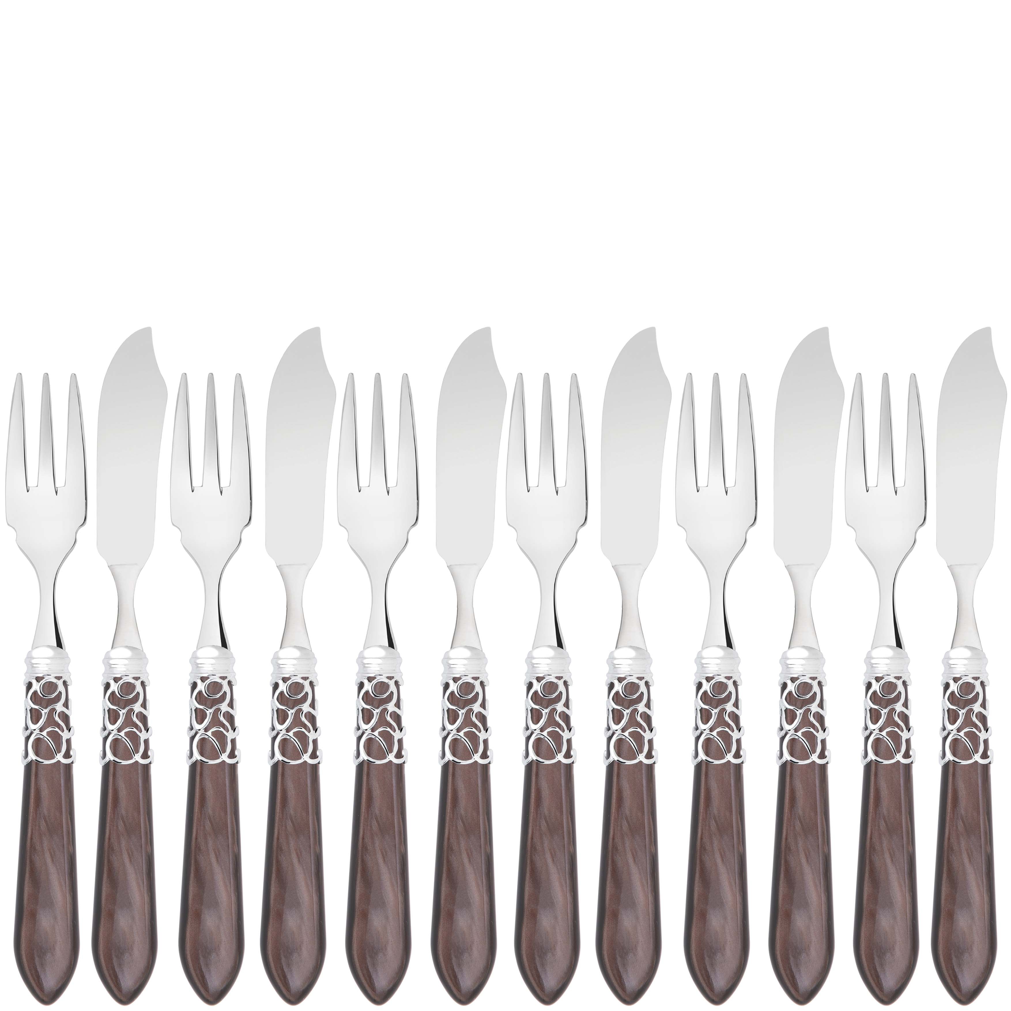 Melodia Brilliant 12 Piece Fish Set - chocolate