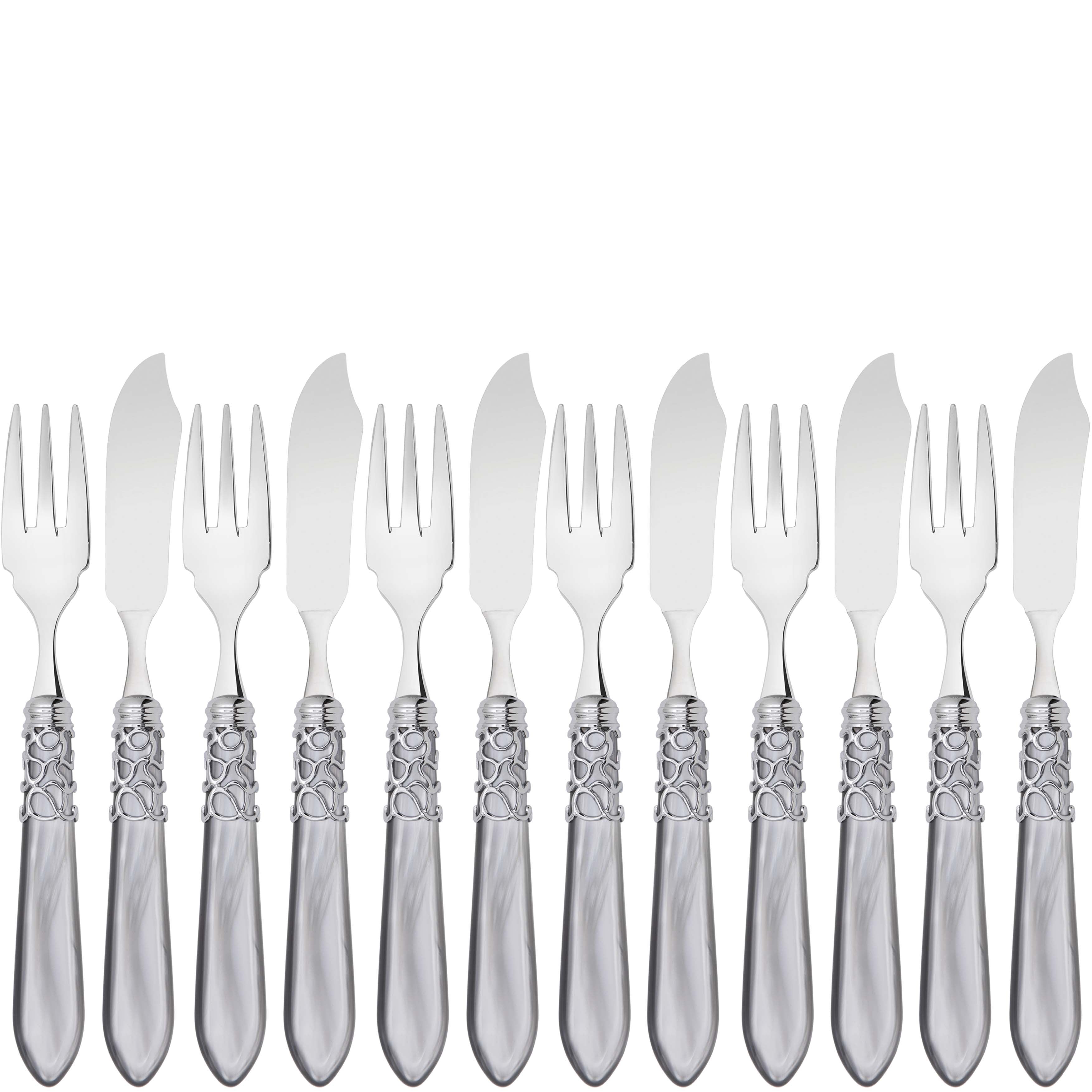Melodia Brilliant 12 Piece Fish Set - gray