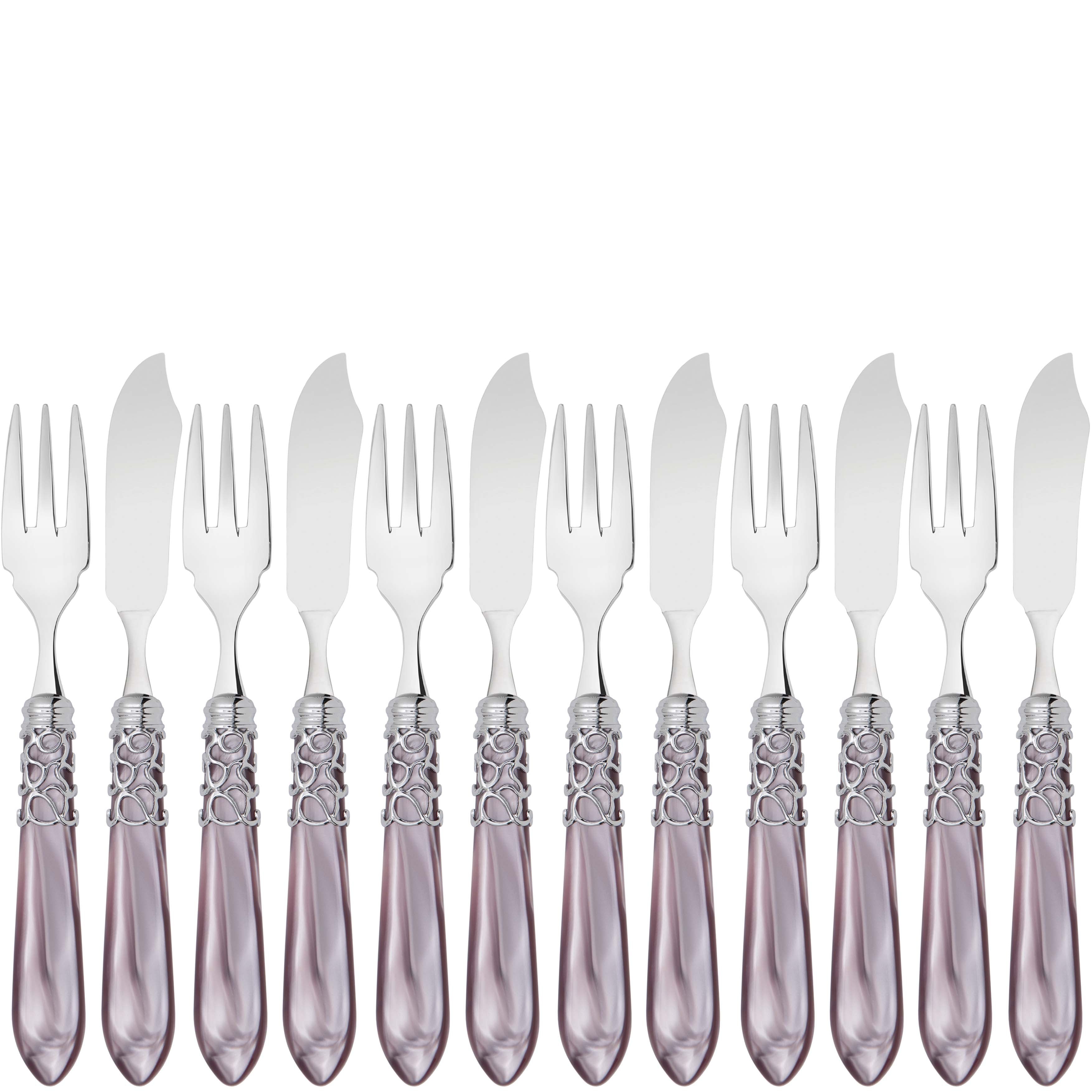Melodia Brilliant 12 Piece Fish Set - lilac-Casa Bugatti USA