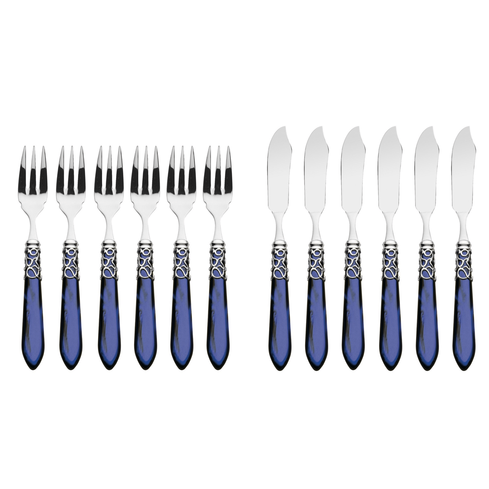 Melodia Fish Forks and Fish Knives Set royal blue-Casa Bugatti USA