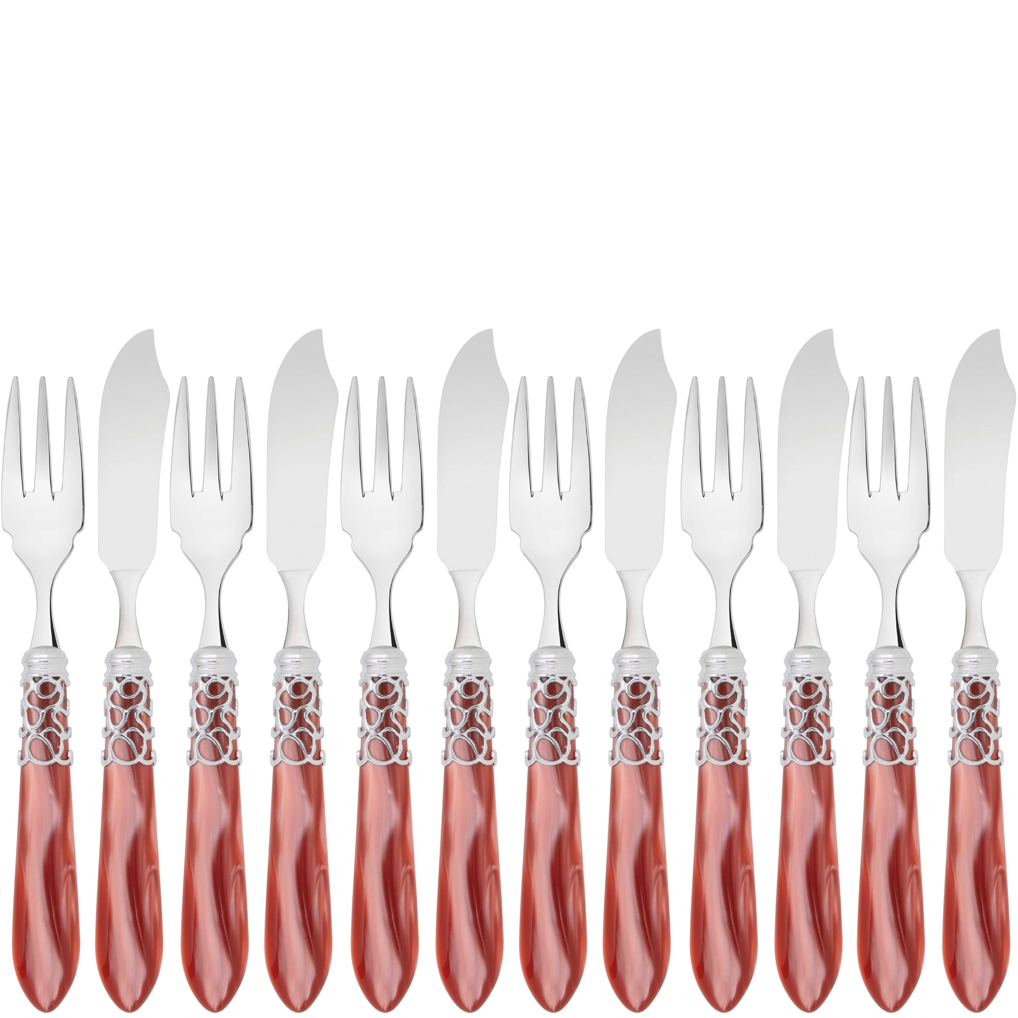 Melodia Brilliant 12 Piece Fish Set - rust