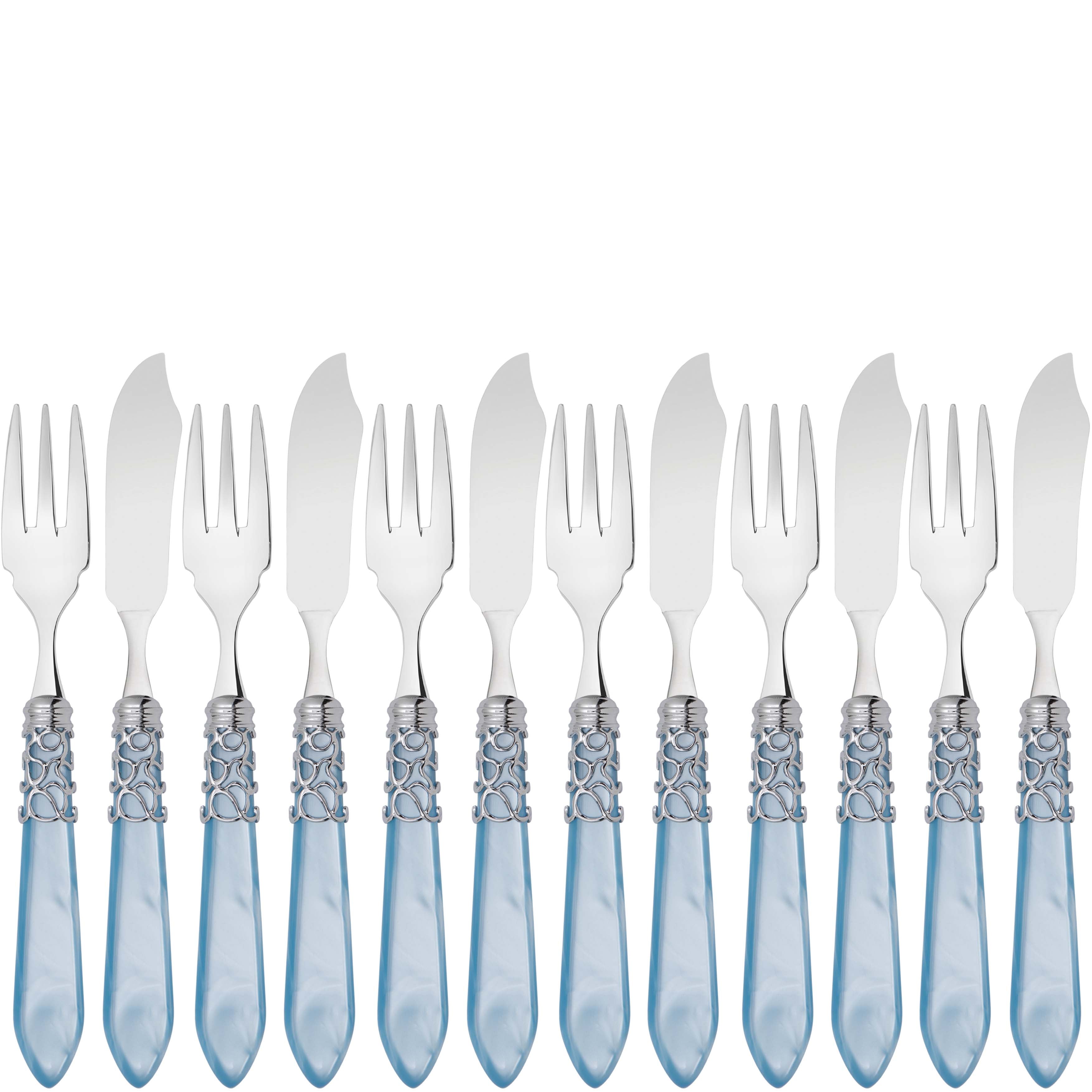 Melodia Brilliant 12 Piece Fish Set - sky blue